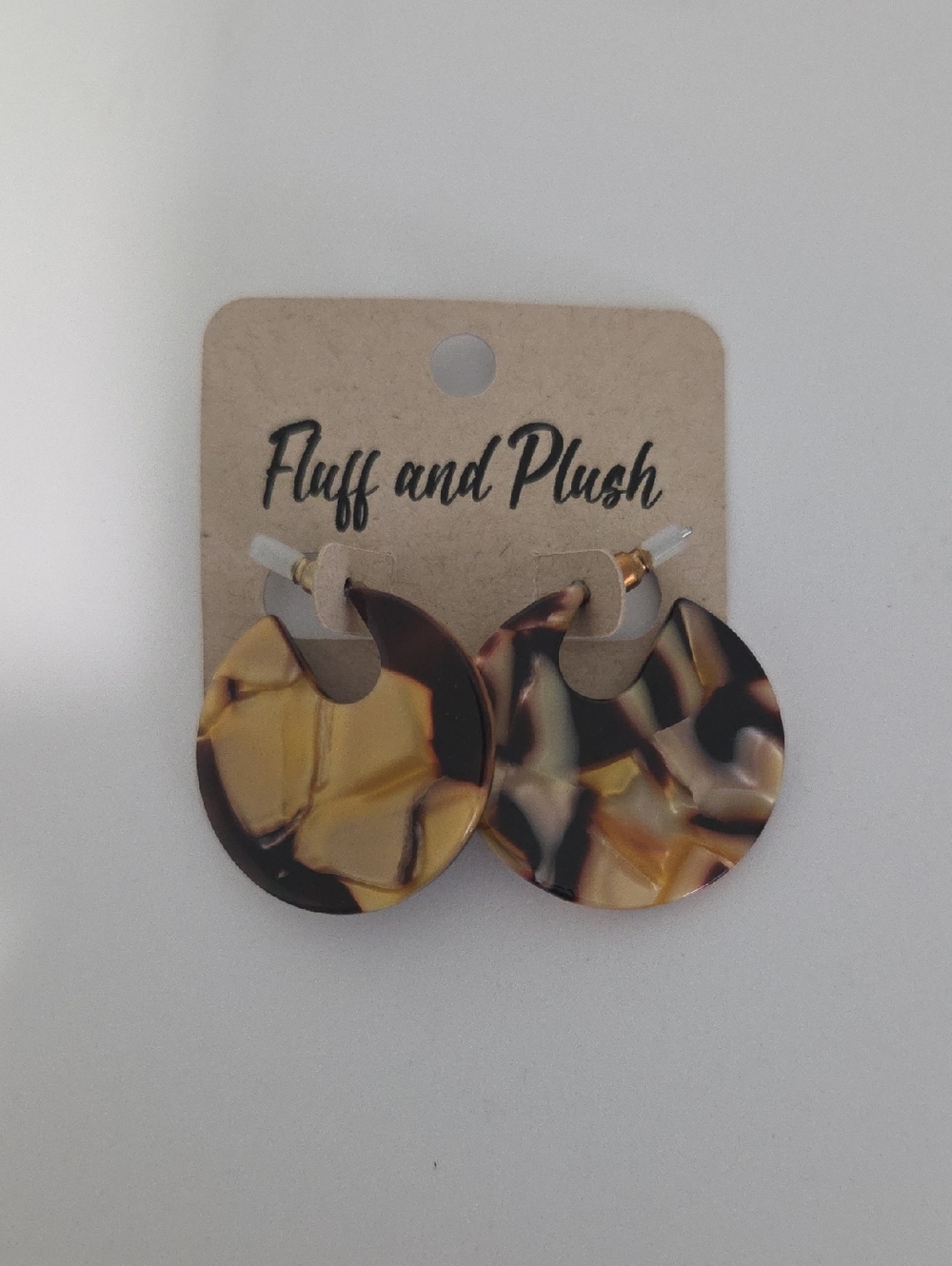 Tortoiseshell Hoop Earrings - Brown, Cream, & Gold